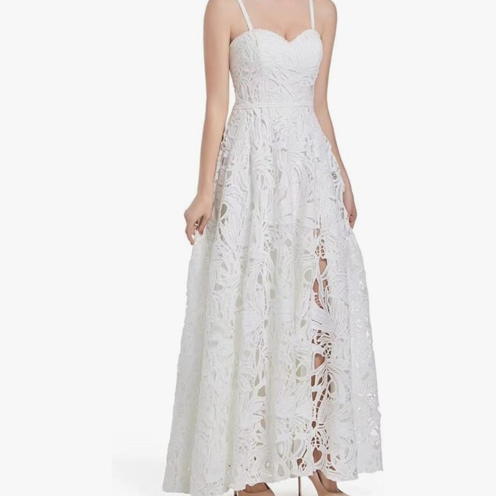 Elegant White Lace Maxi Dress